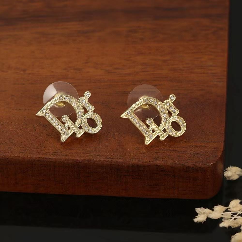 Dior Gold and Silver Logo Earrings